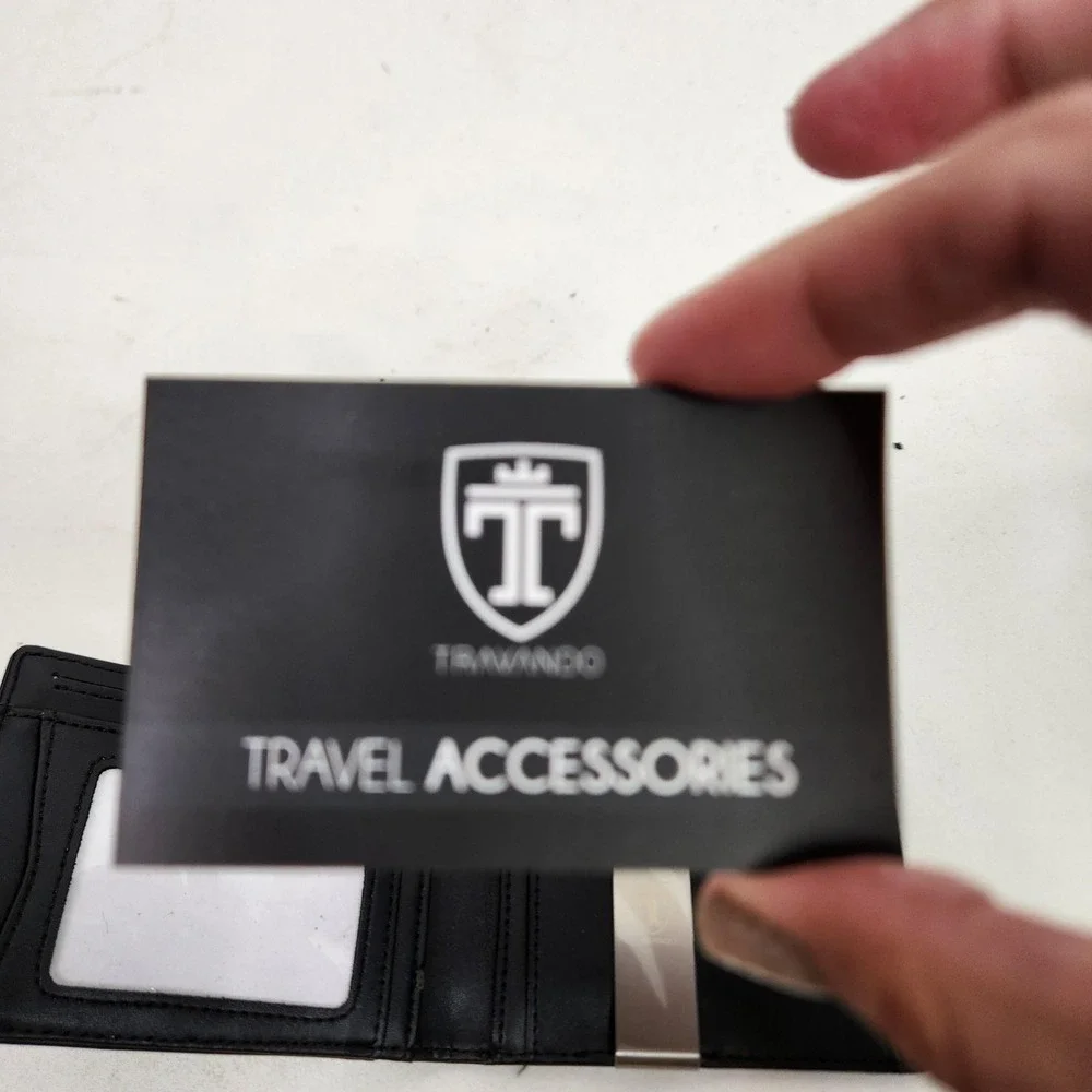 TRAVANDO Money Clip Wallet Mens Black Bifold Slim ID Window Travel Card Case